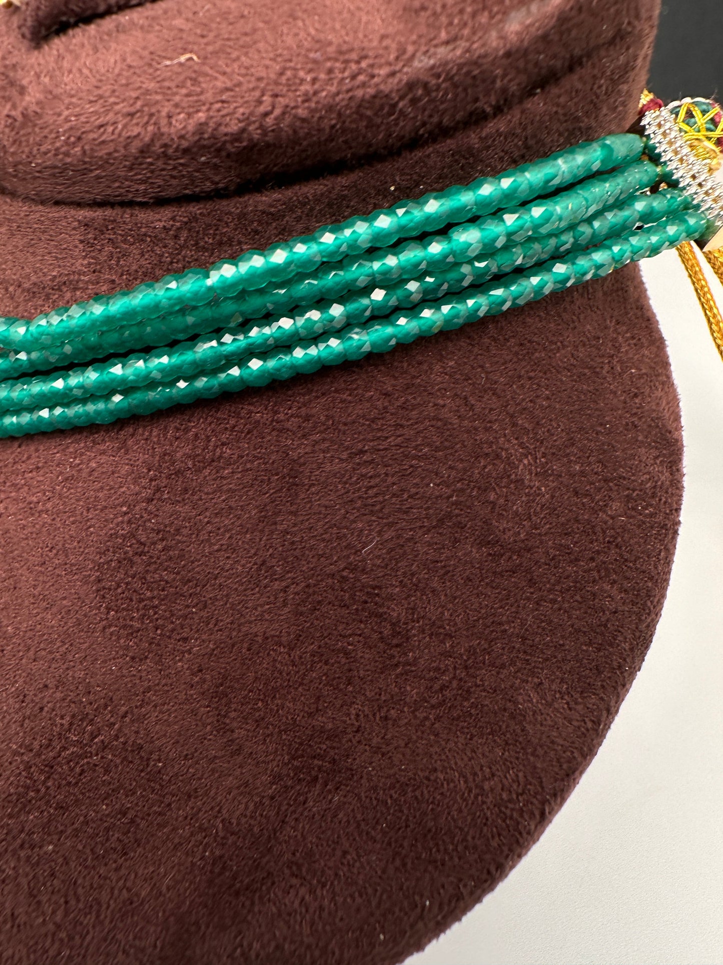 CZ Color Stone Beads Choker - Green