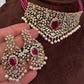 CZ Color Stone Beads Choker - Pink
