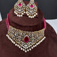 CZ Color Stone Beads Choker - Pink