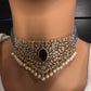 CZ Color Stone Beads Choker - Purple