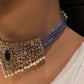 CZ Color Stone Beads Choker - Purple