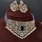 CZ Color Stone Beads Choker - Purple