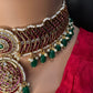 Kemp Matte Peacock Choker with Jhumka - 