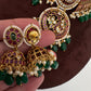 Kemp Matte Peacock Choker with Jhumka - 