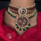 Kemp Matte Peacock Choker with Jhumka - 