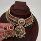 Kemp Matte Peacock Choker with Jhumka - 