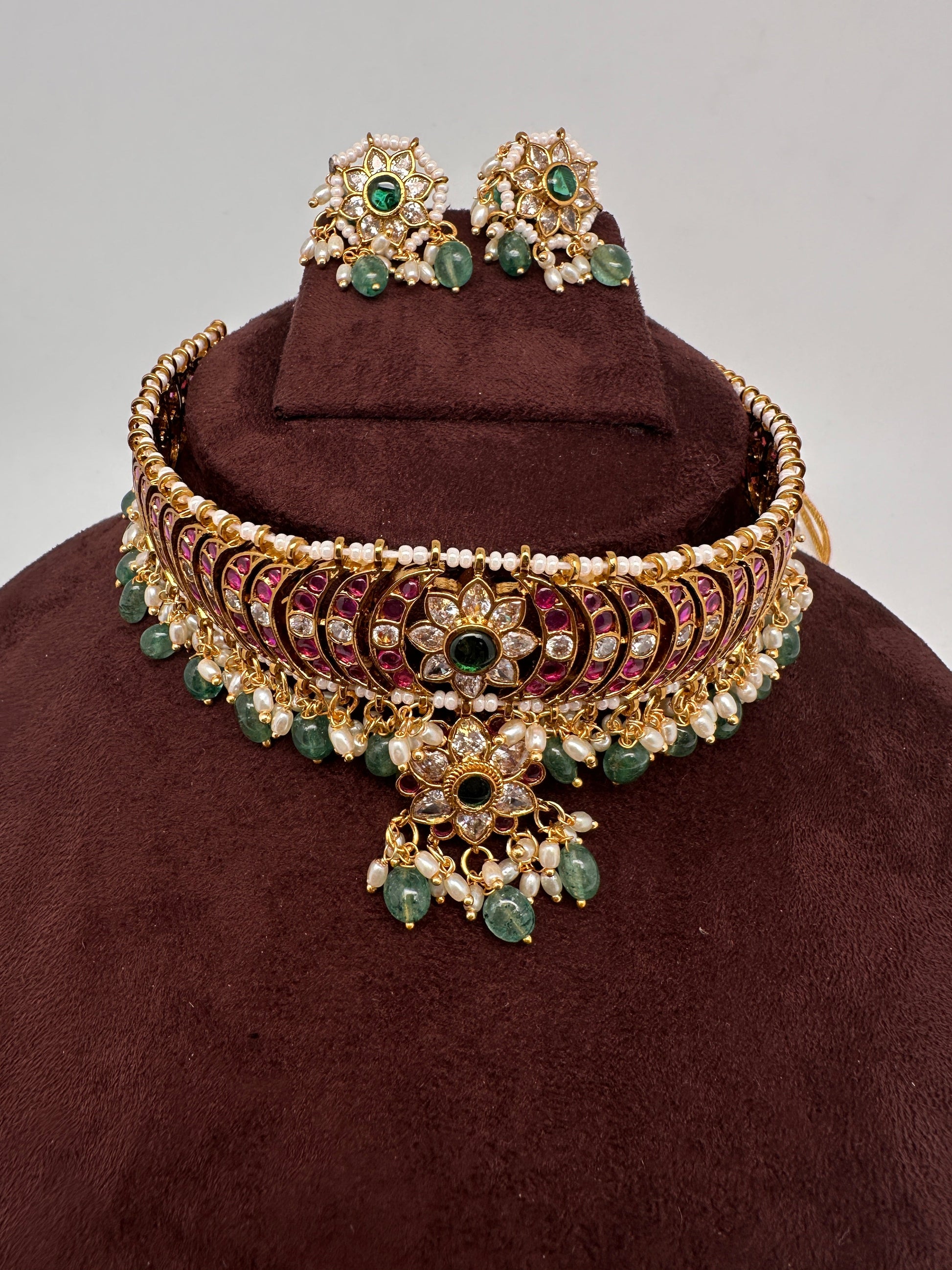 Kemp Matte Peacock Choker with Studs - 