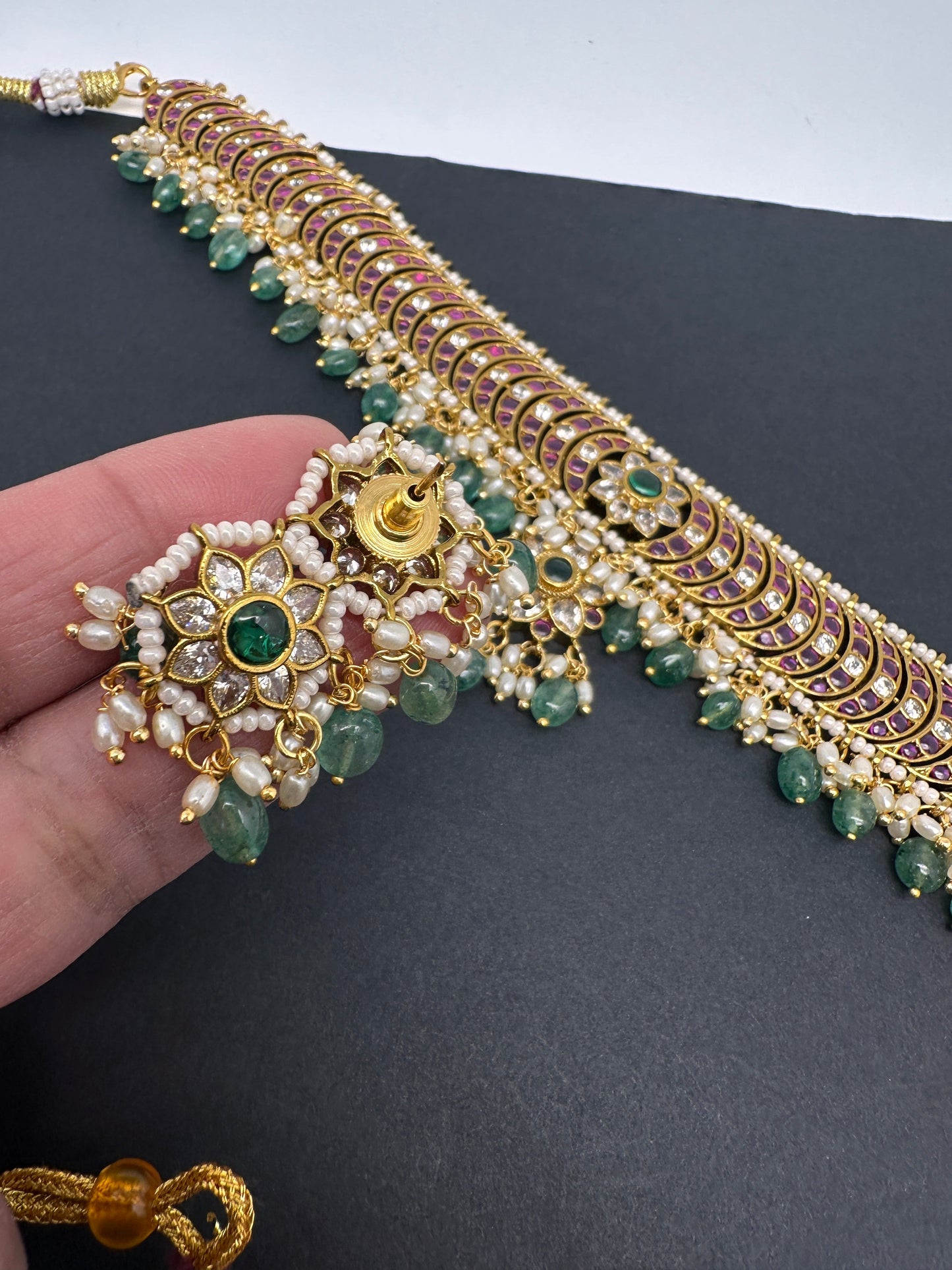 Kemp Matte Peacock Choker with Studs - 