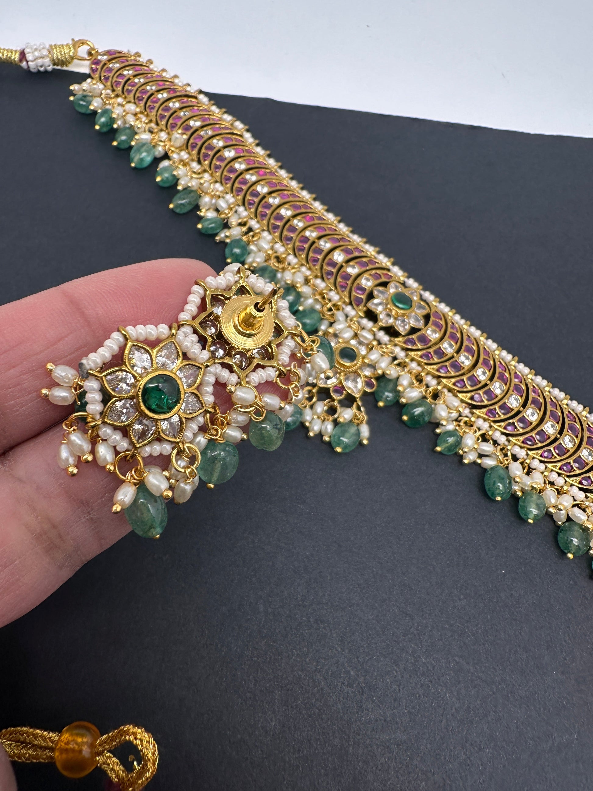 Kemp Matte Peacock Choker with Studs - 