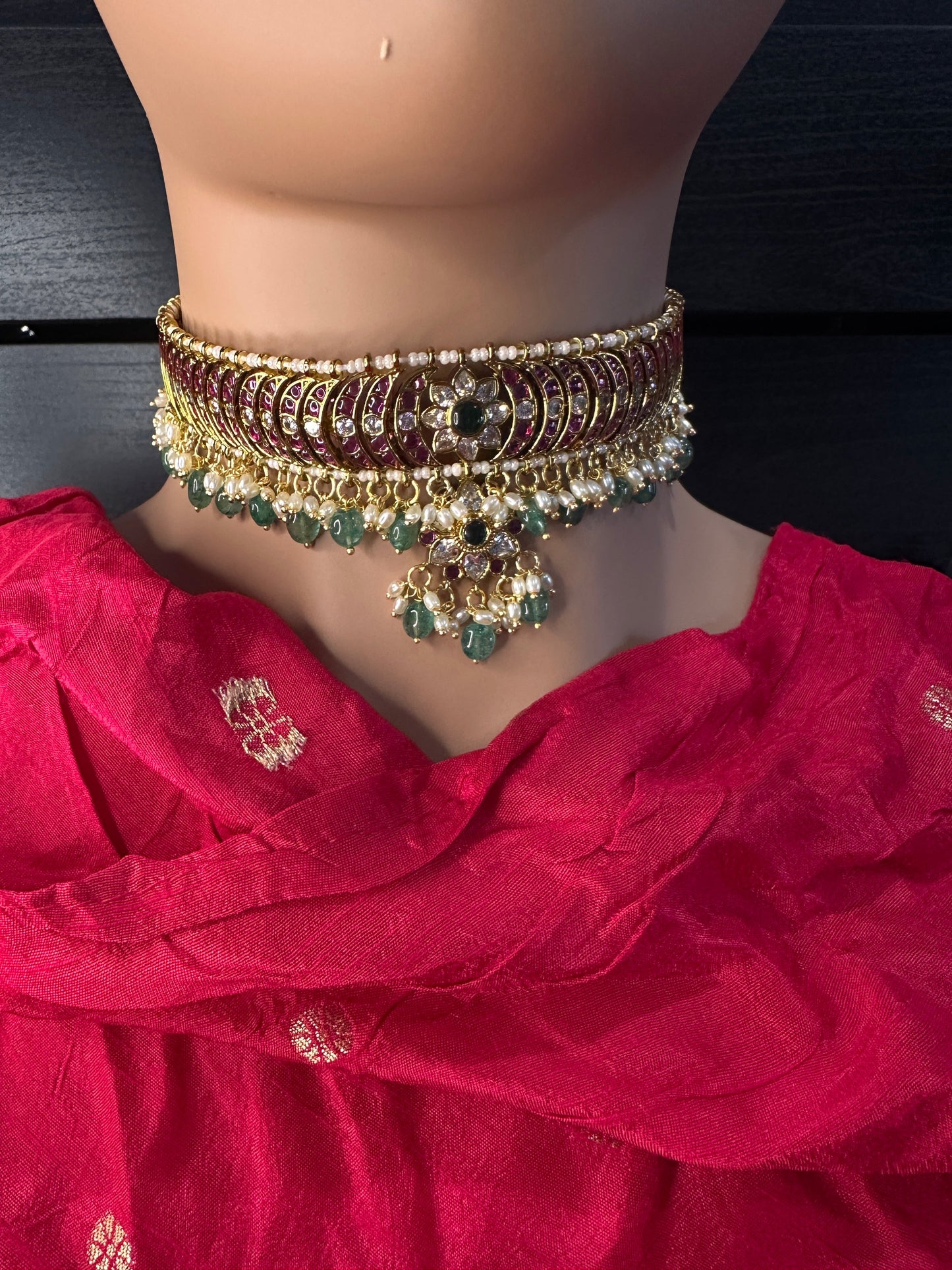 Kemp Matte Peacock Choker with Studs - 