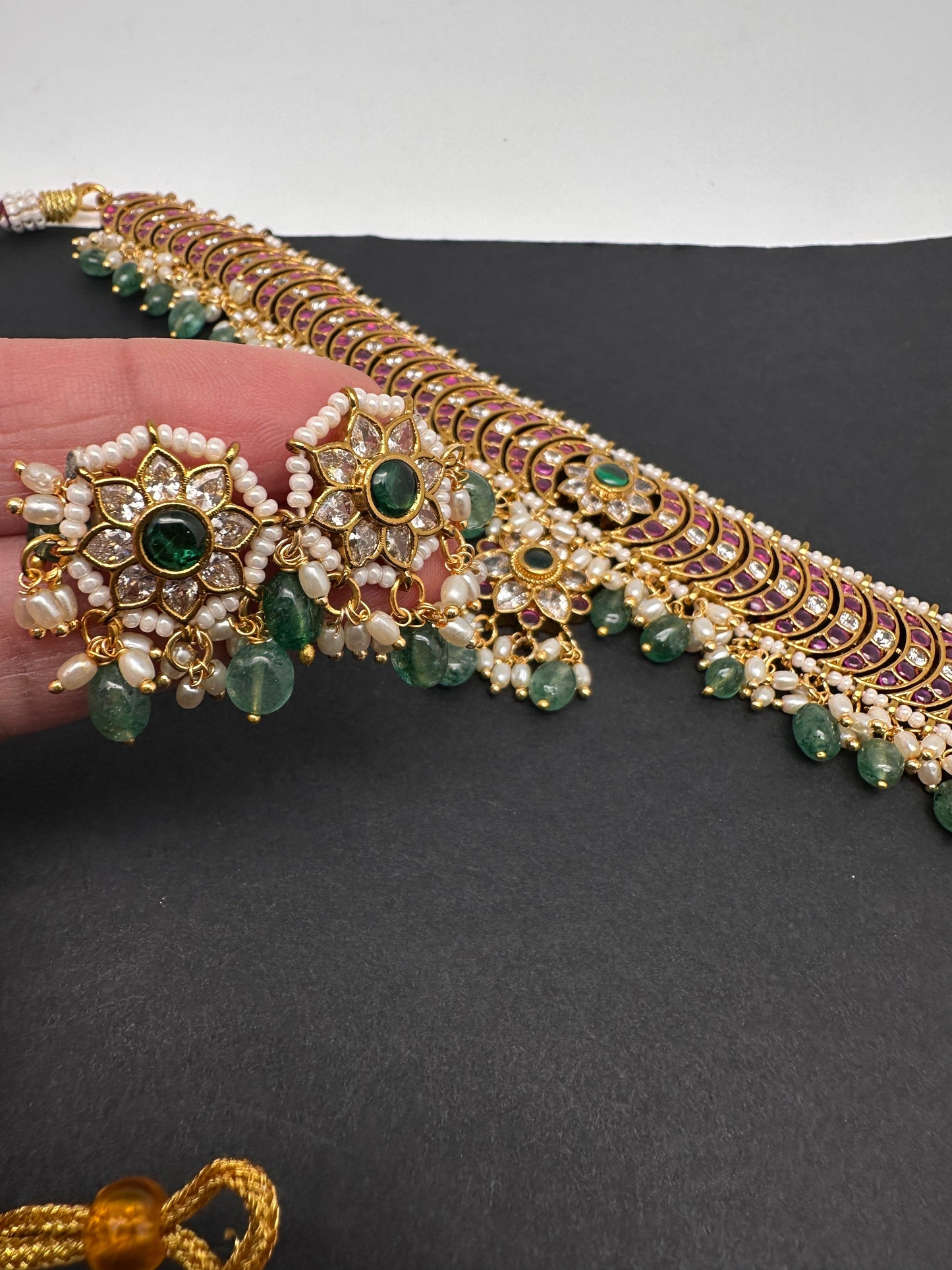 Kemp Matte Peacock Choker with Studs - 