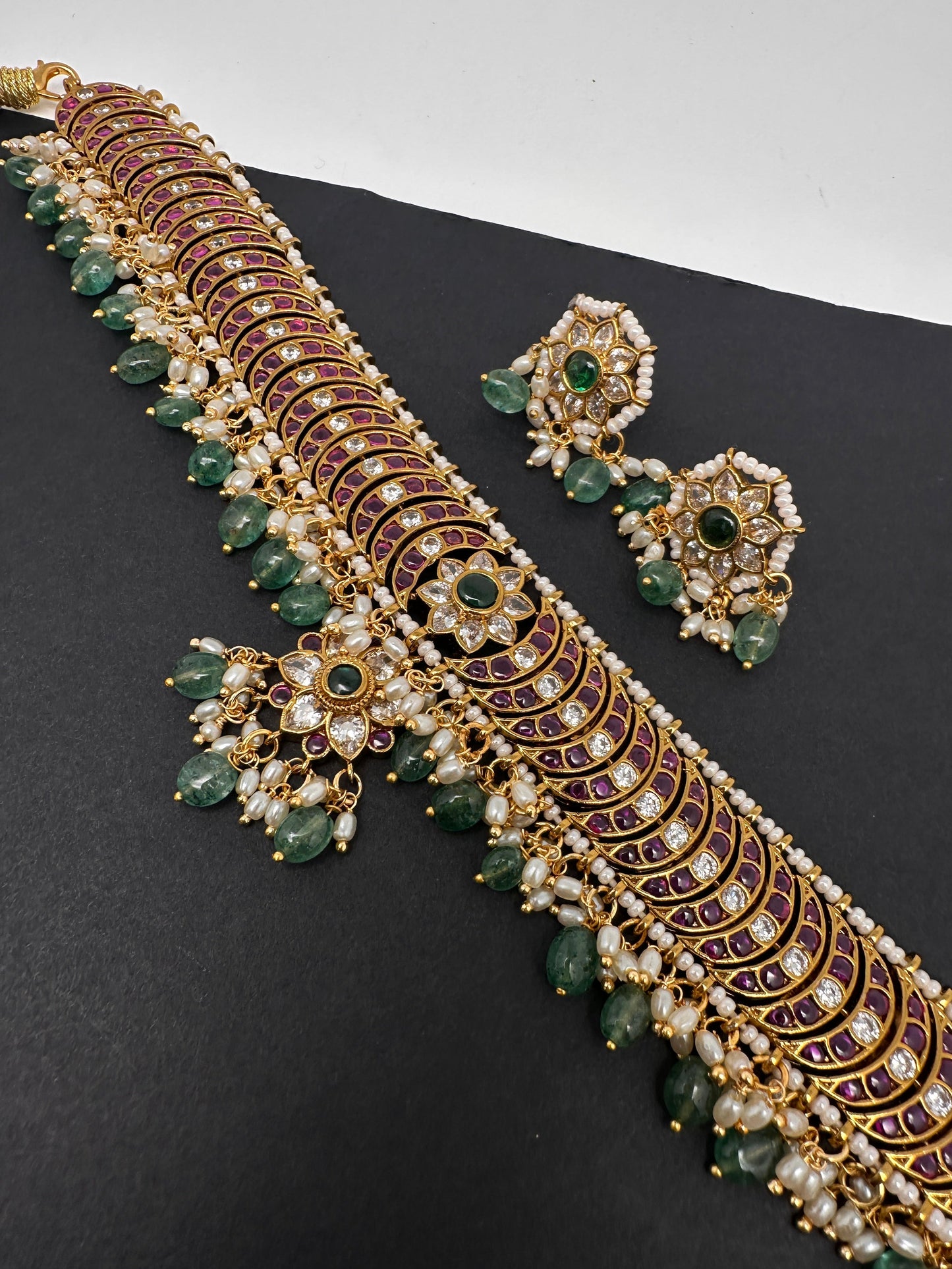 Kemp Matte Peacock Choker with Studs - 