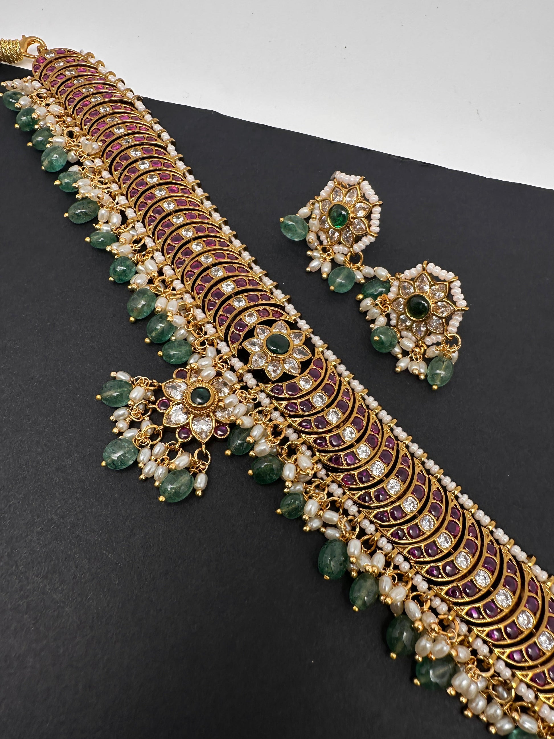 Kemp Matte Peacock Choker with Studs - 
