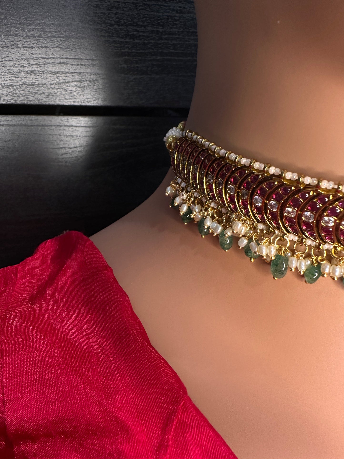 Kemp Matte Peacock Choker with Studs - 