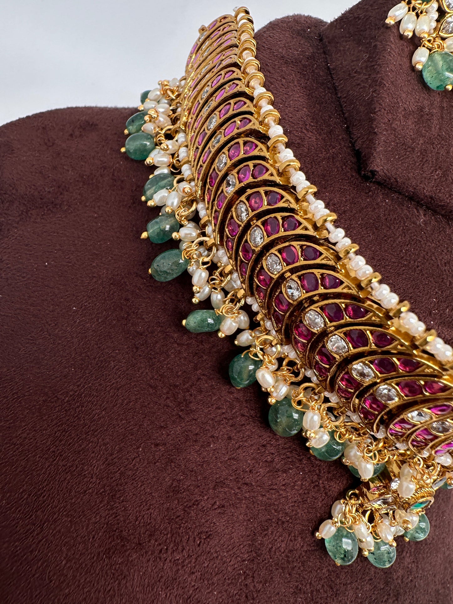 Kemp Matte Peacock Choker with Studs - 