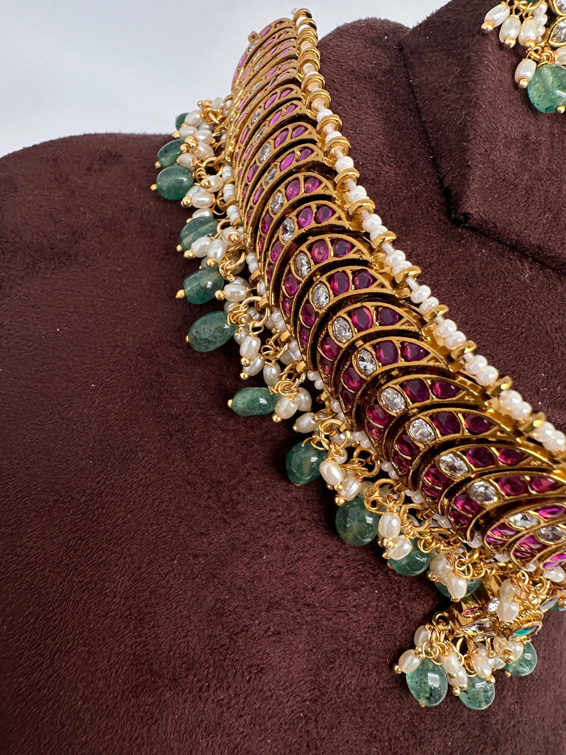 Kemp Matte Peacock Choker with Studs - 