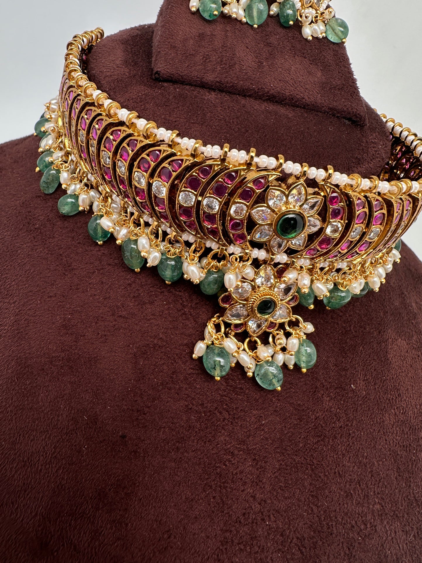 Kemp Matte Peacock Choker with Studs - 
