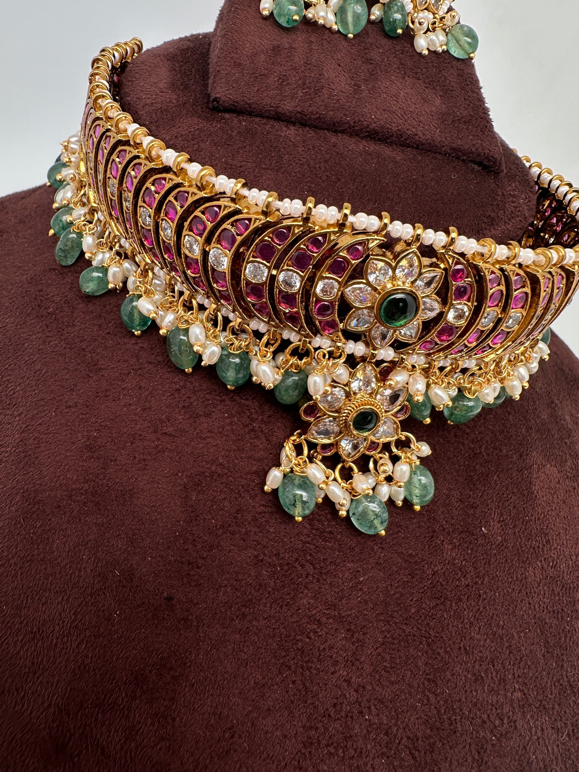 Kemp Matte Peacock Choker with Studs - 
