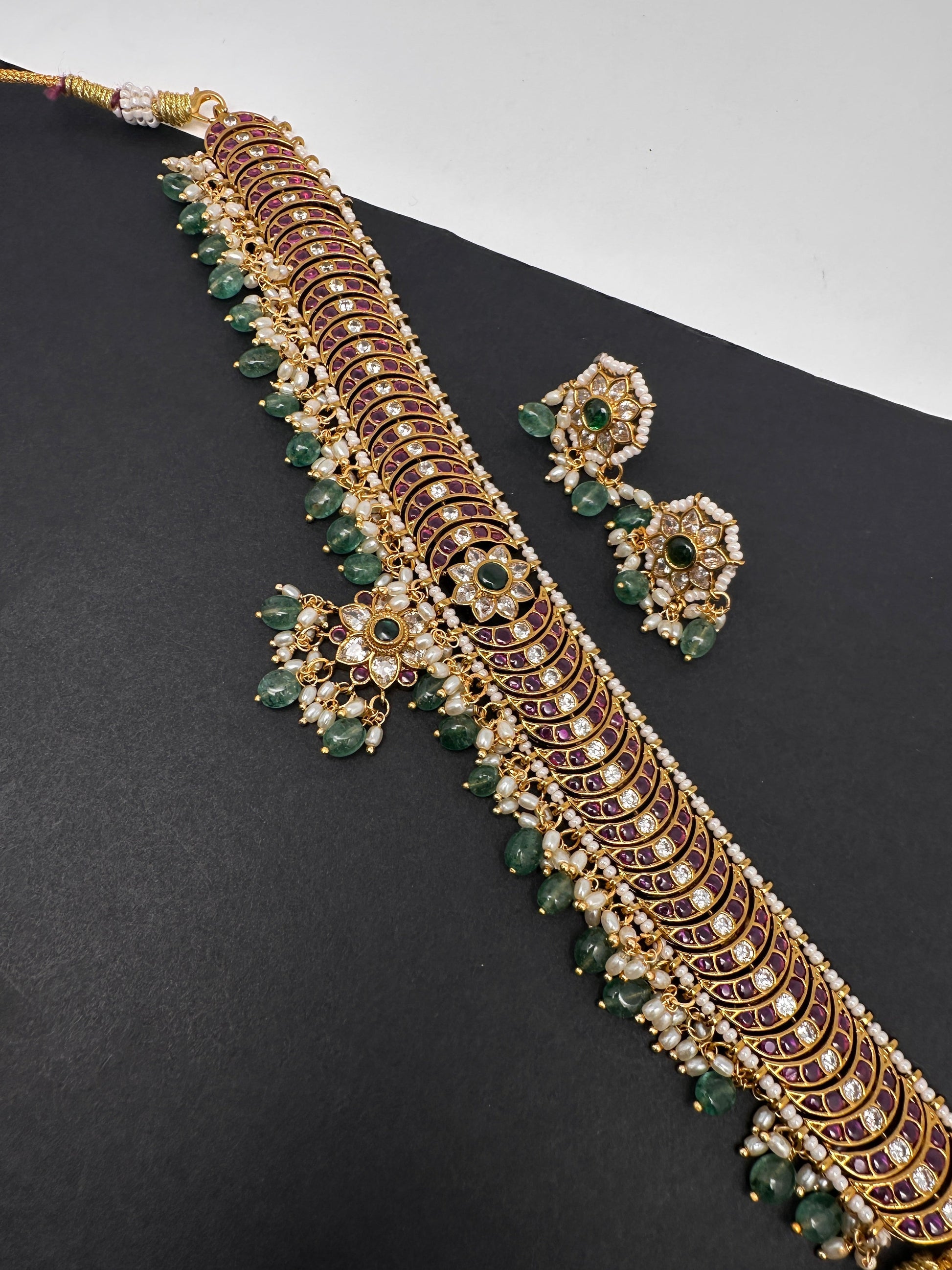 Kemp Matte Peacock Choker with Studs - 