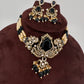 AD VIctorian Color Stone Pearls Beads Choker - Blue