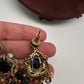 AD VIctorian Color Stone Pearls Beads Choker - Blue