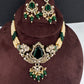 AD VIctorian Color Stone Pearls Beads Choker - Green