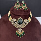 AD VIctorian Color Stone Pearls Beads Choker - Green