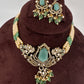 AD VIctorian Color Stone Pearls Beads Choker - MintGreen