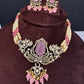 AD VIctorian Color Stone Pearls Beads Choker - Pink