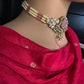 AD VIctorian Color Stone Pearls Beads Choker - Pink