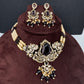 AD VIctorian Color Stone Pearls Beads Choker - purple