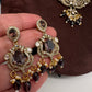 AD VIctorian Color Stone Pearls Beads Choker - purple