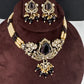 AD VIctorian Color Stone Pearls Beads Choker - purple
