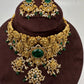 Green Nakshi Matte Choker with Beads and Pearls - 