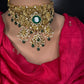 Green Nakshi Matte Choker with Beads and Pearls - 