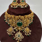 Green Nakshi Matte Choker with Beads and Pearls - 