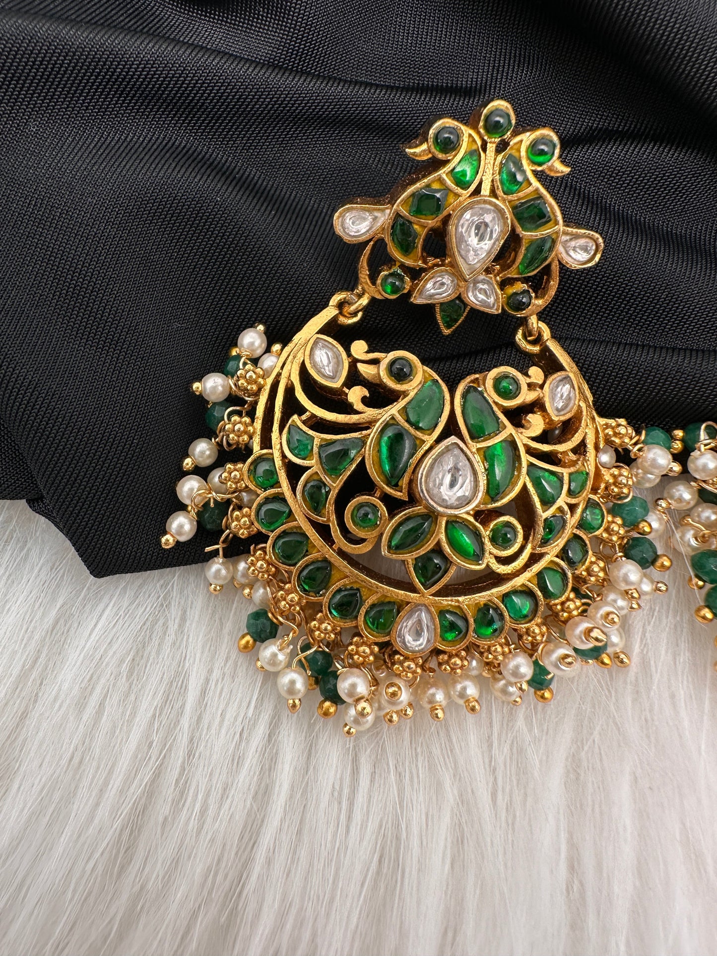 Jadau KundanColor Stone Earrings - Green