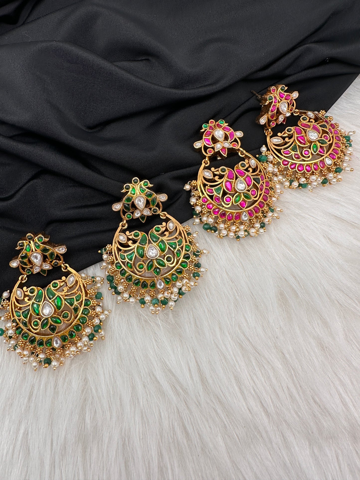 Jadau KundanColor Stone Earrings - Green