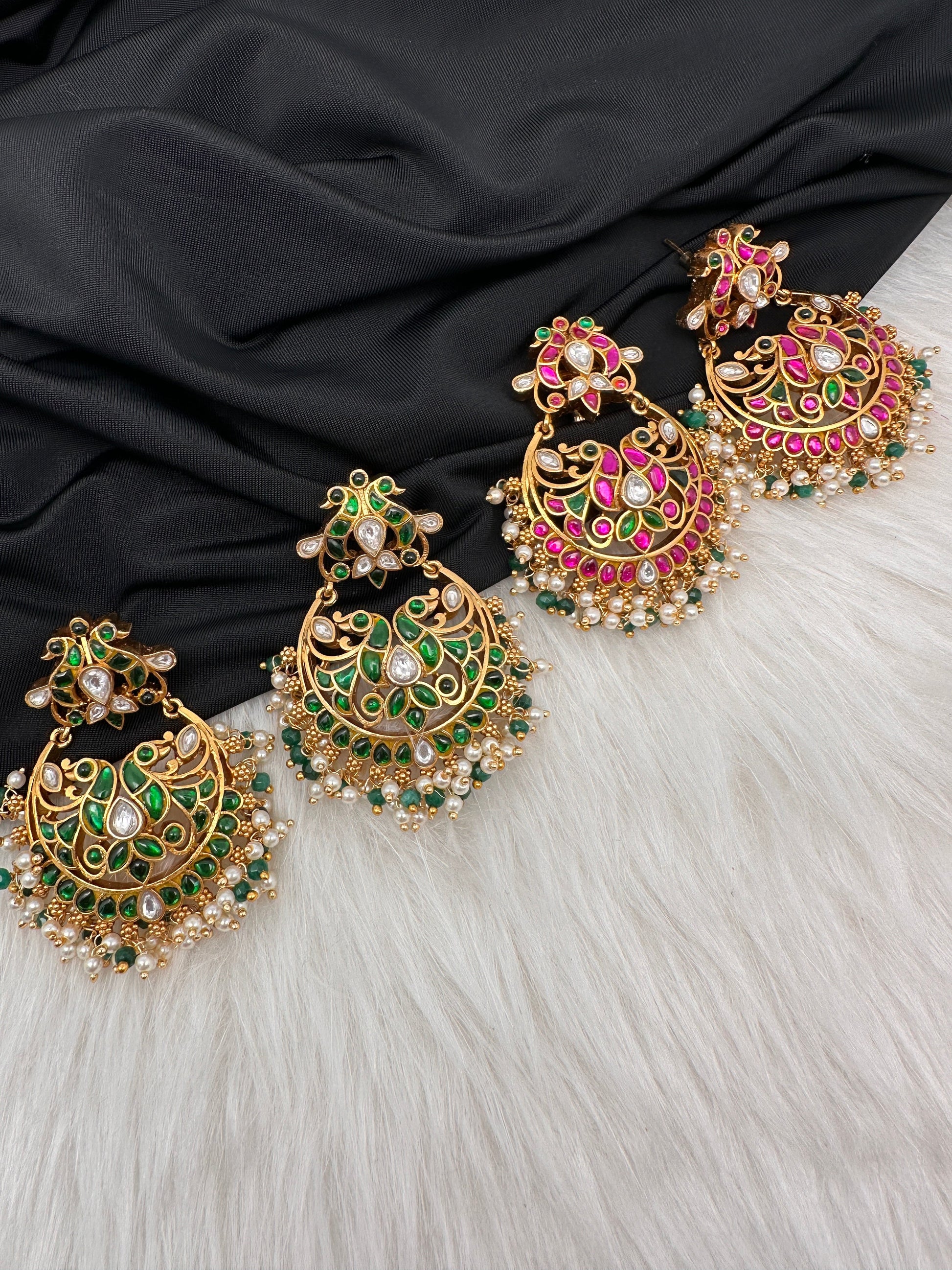 Jadau KundanColor Stone Earrings - Green
