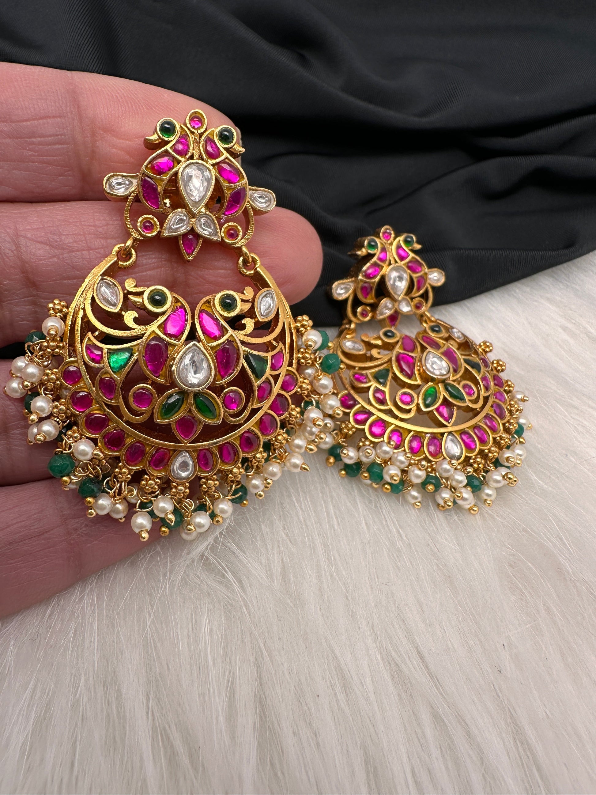 Jadau KundanColor Stone Earrings - Red