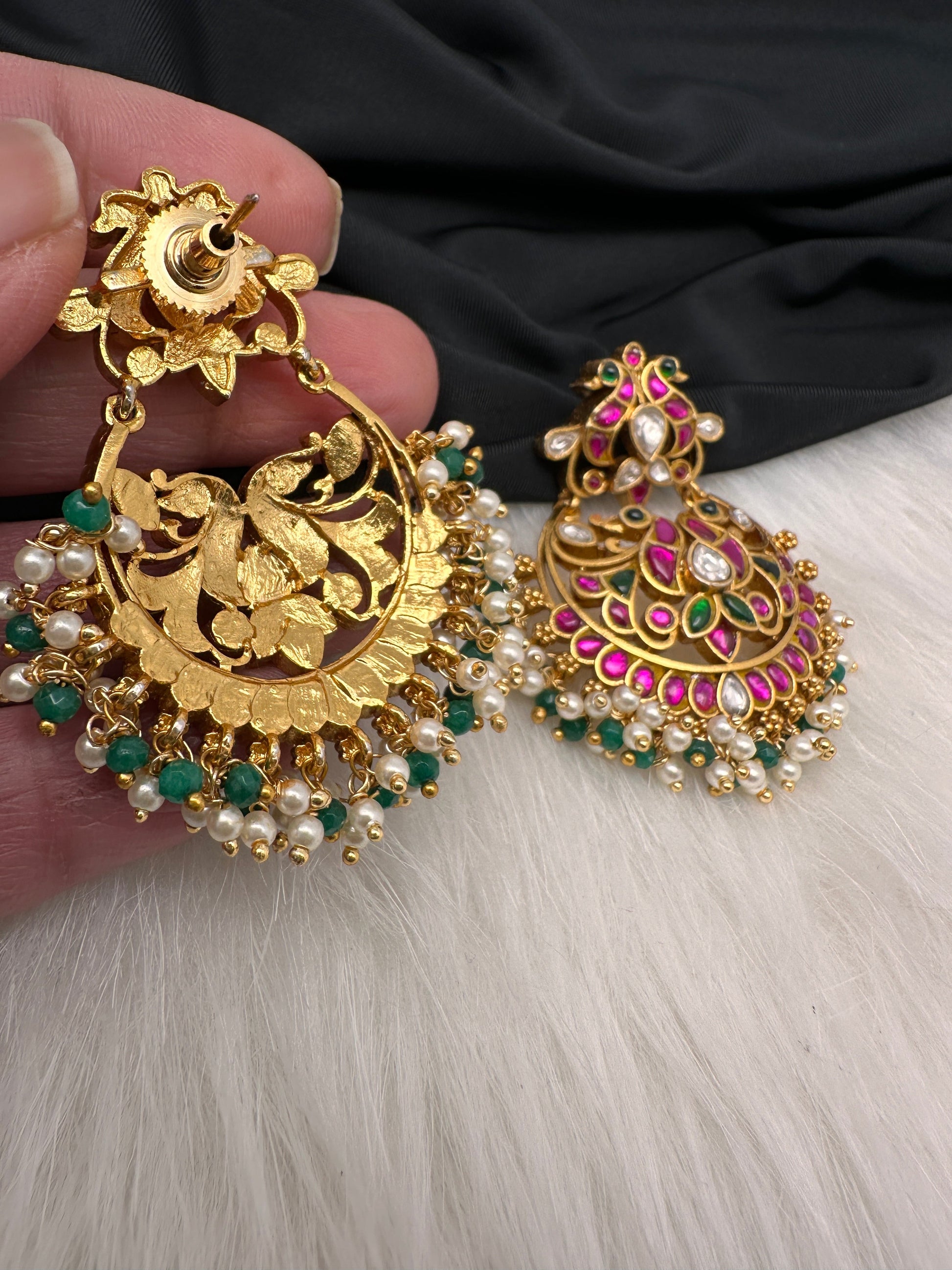 Jadau KundanColor Stone Earrings - Red