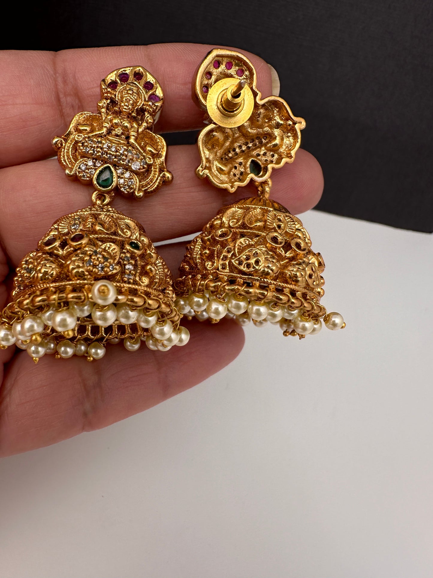 Goddess Lakshmi Nakshi Matte Jhumkis