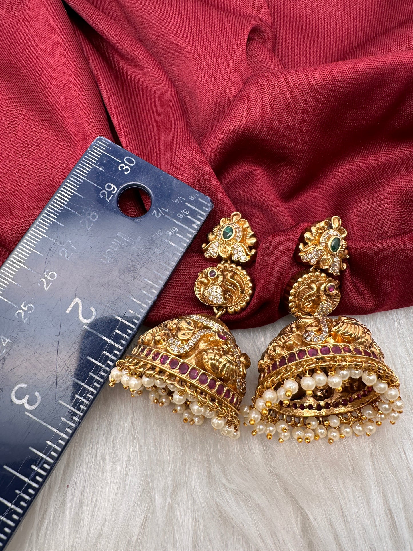 Peacock Nakshi Matte Jhumkis