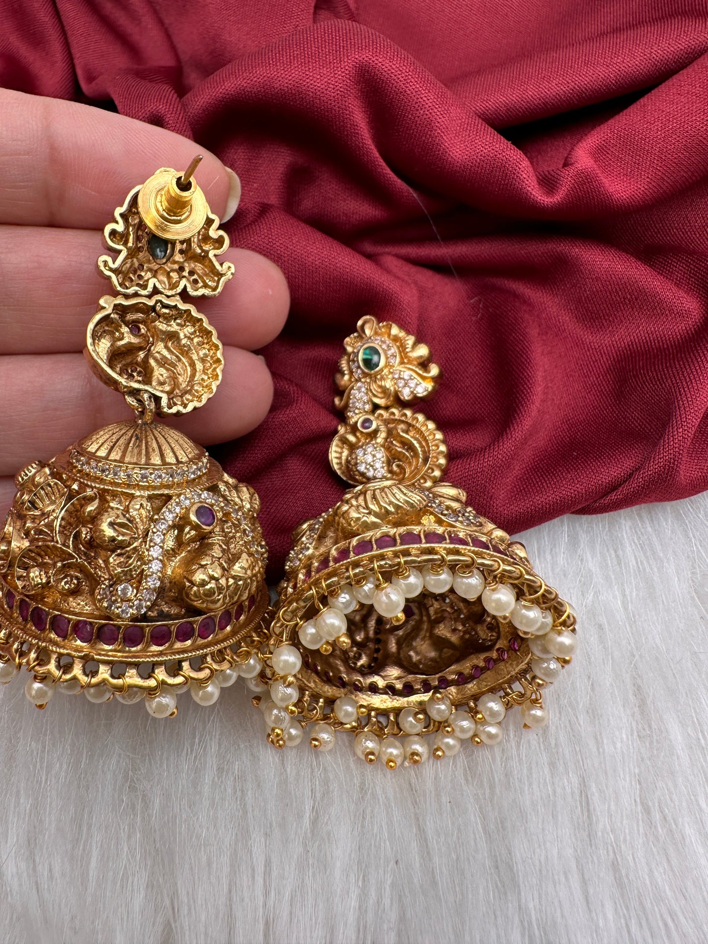 Peacock Nakshi Matte Jhumkis