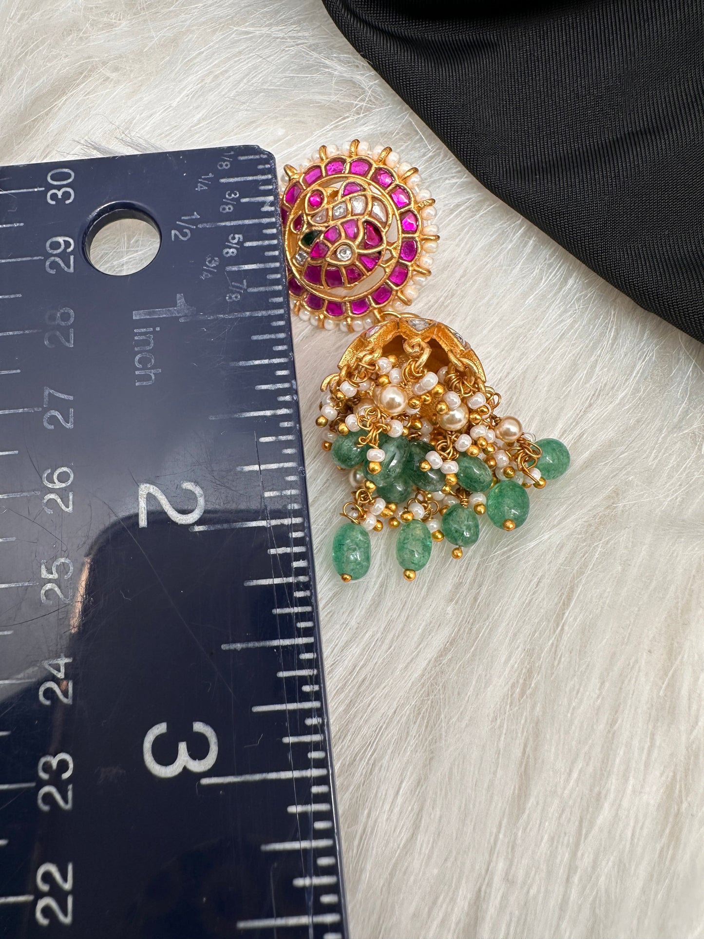 Peacock Jadau Kundan Jhumka Earrings