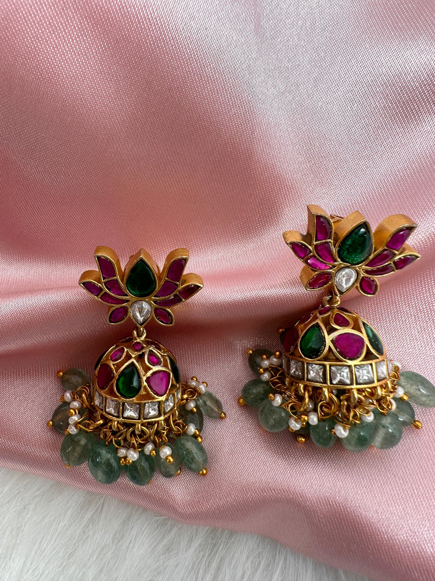 Jadau Kundan Lotus Jhumka Earrings