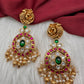 Nakshi Jadau Kundan Floral Color Earrings - Red