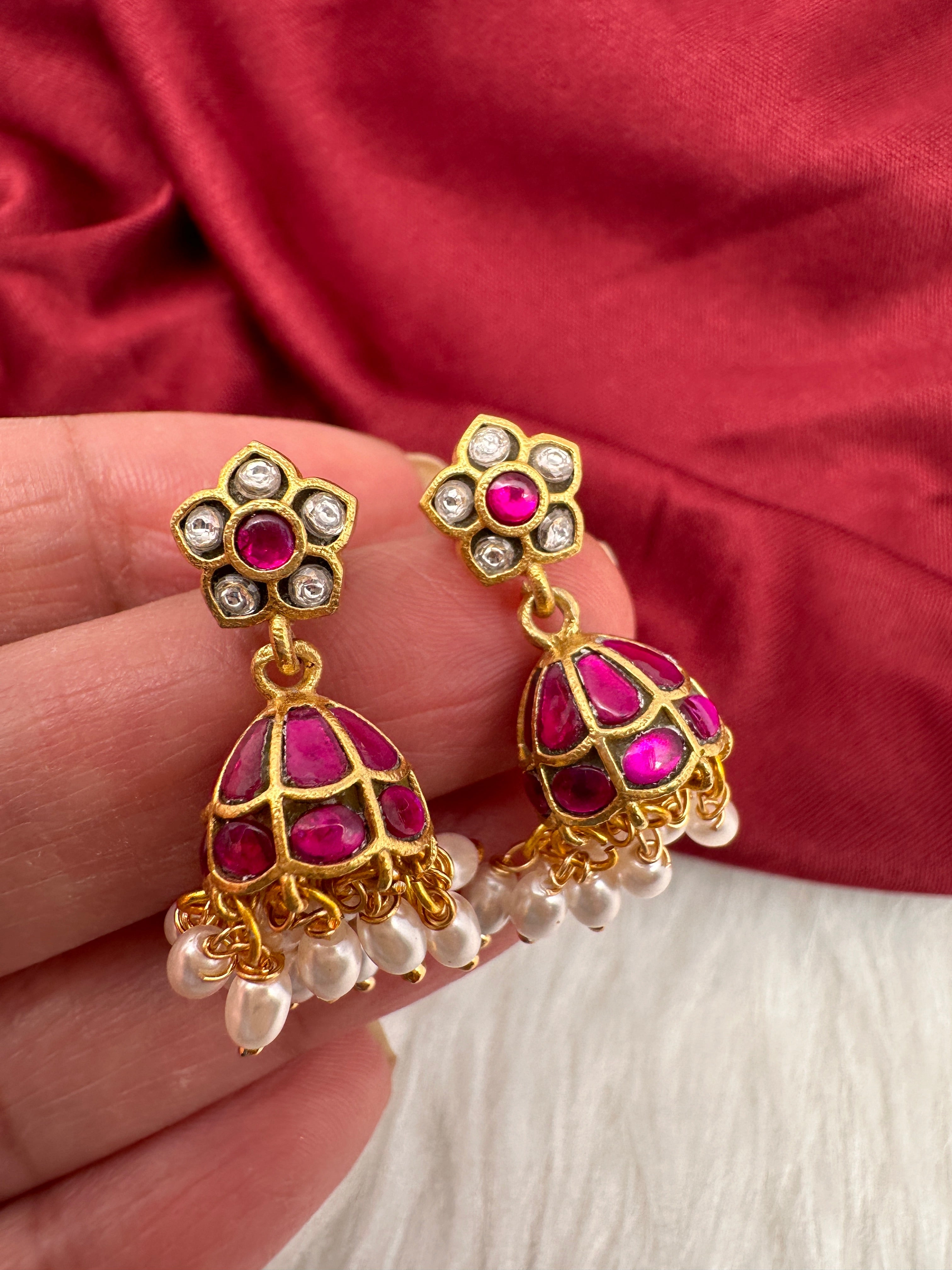 Jadau Kundan Small Jhumki Earrings Sheetal s FabFashion