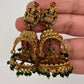 Matte Goddess Lakshmi Jhumka Earrings - Green