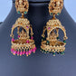 Matte Goddess Lakshmi Jhumka Earrings - Red